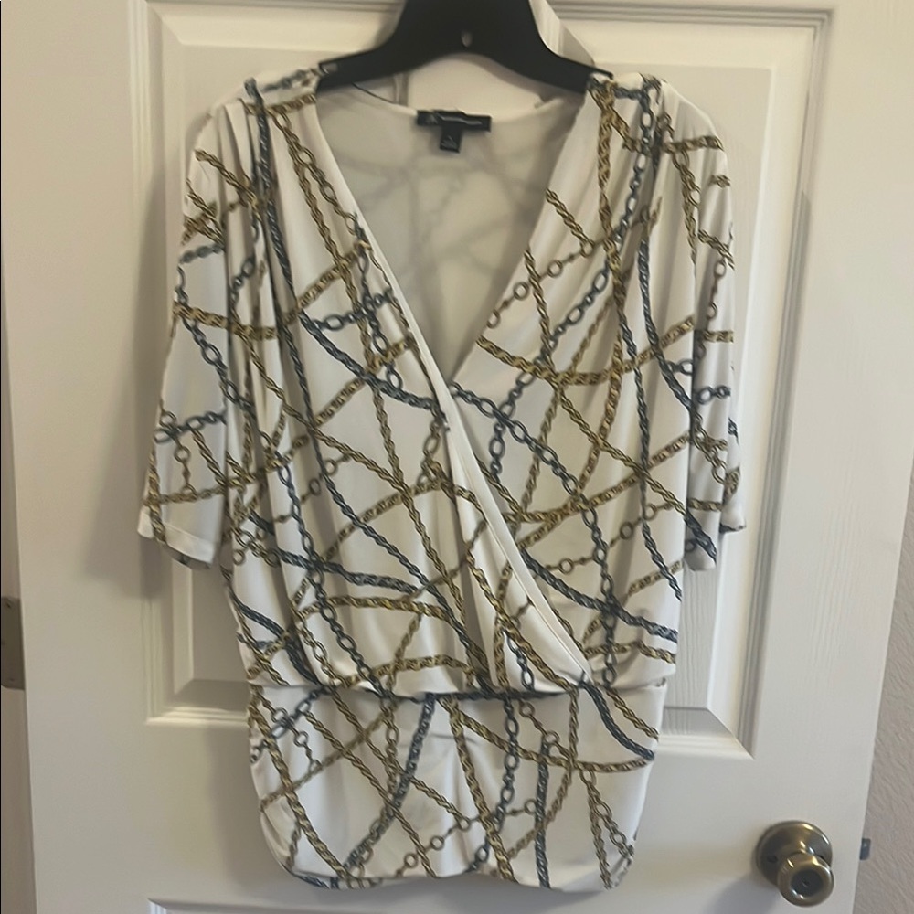 INC Chain Print Wrap Top